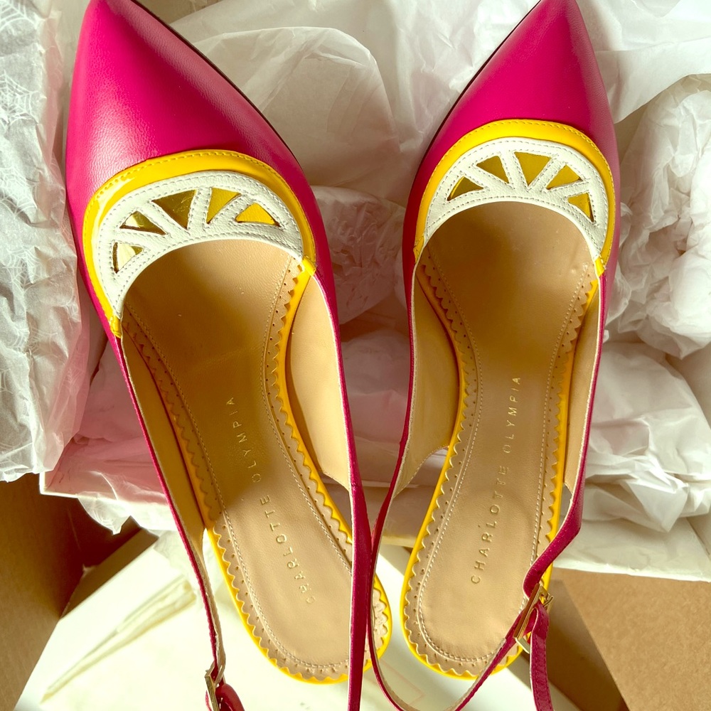 Charlotte Olympia Sling-Back pink heels